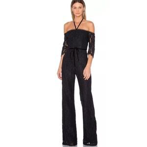 ALEXIS Joaquin Off-the-Shoulder Black Lace Jumpsuit Medium 4/6 Wide Leg $594